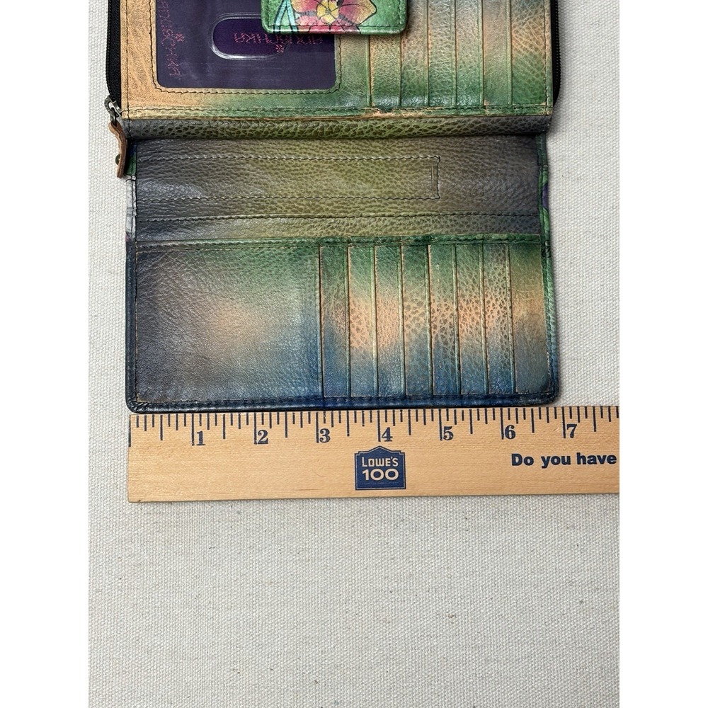 Anuschka Hand-Painted Multicolor Cat Floral Wallet - Picture 8 of 9